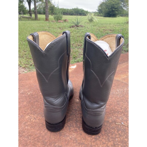TONY LAMA Mens Boots 8.5 D Gray All Leather Ropers Cowboy Western 7703M Vintage - Picture 3 of 12